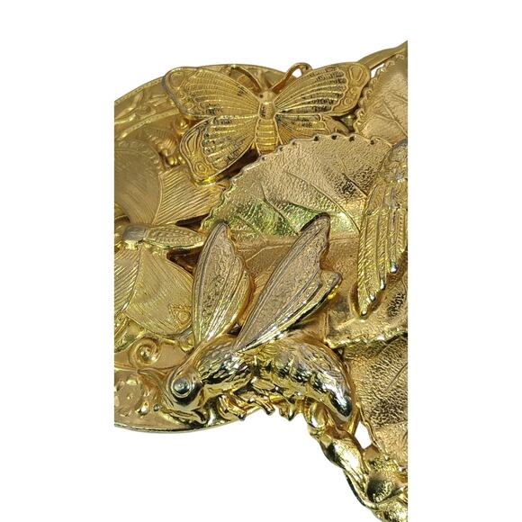 Rare Vtg Mimi Nature Butterfly, Bees, Hummingbird Statement Belt Buckle 80\